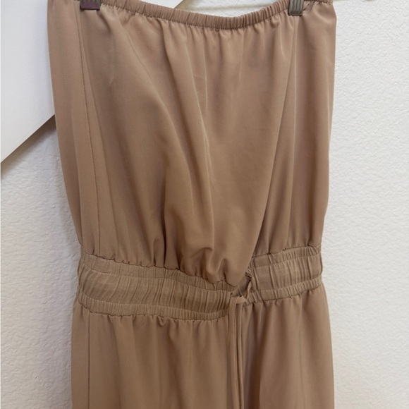 Blue Blush Tan Strapless Jumpsuit with Self-Tie Waist - Picture 3 of 6